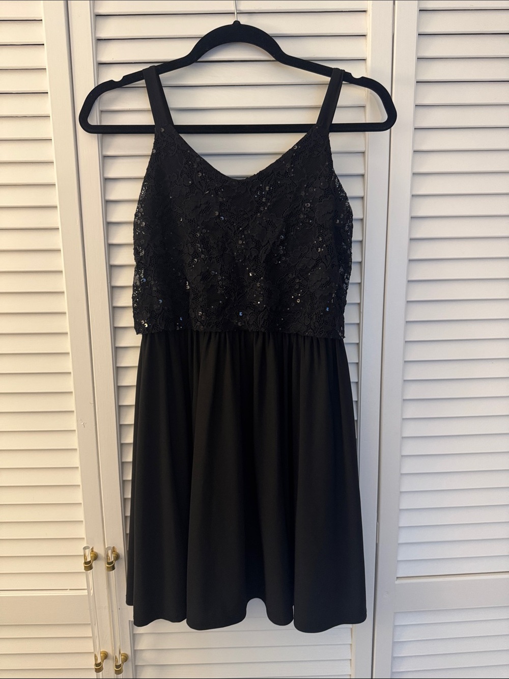 Un Deux Trois Black Sequin Lace Bodice A-Line Dress Girls 16